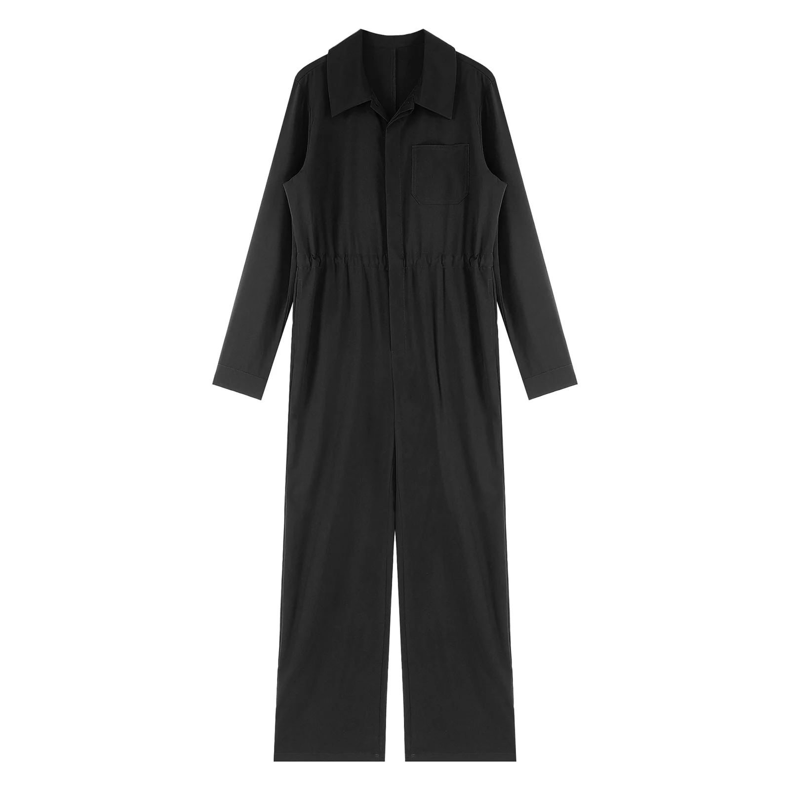 بدلة قفز نسائية كاجوال بلون سادة وياقة مقلوبة وأكمام طويلة قطعة واحدة زي عام لعمال ورشة العمل