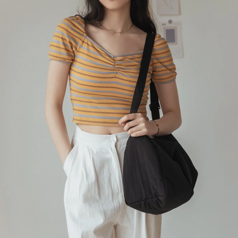 Bolsa De Ombro De Pano Simples De Grande Capacidade, Saco Crossbody Japonês