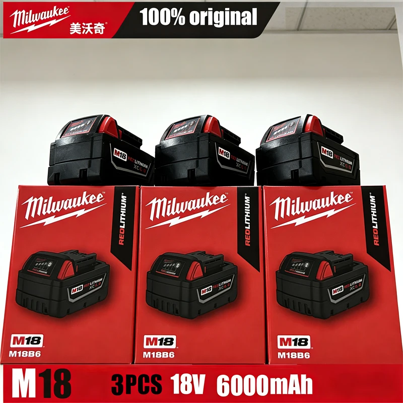 

Milwaukee m18 battery, bateria lifepo4 M18B6, 6000mAh lithium battery XC48-11-1860 Original milwaukee rechargeable battery 18v