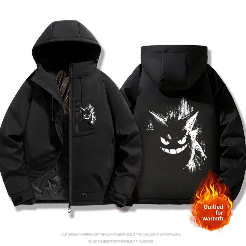 سترة تعاون بوكيمون جينجار الجديدة لعام 2026 - معطف شتوي سميك ومقاوم للماء والرياح ودافئ ومبطن للطلاب والمراهقين بتصميم فضفاض