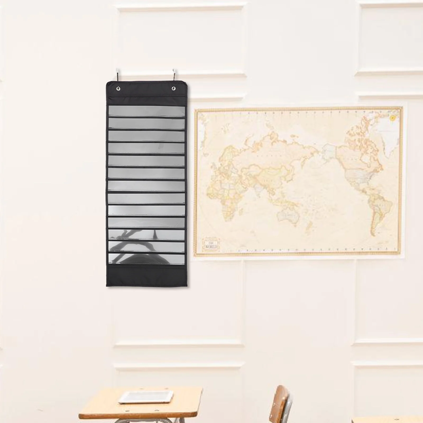 

Schedule Pocket For Classroom Home Pet Oxford Cloth Material Space-Saving Wall Hanging Storage Bag Black