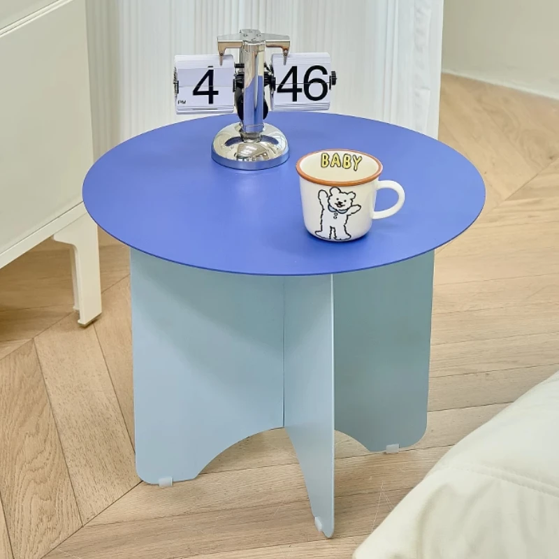 

Modern Round Coffee Table Metal Accent Side Table for Living Room Balcony End Table Bedroom Space Saving Home Furniture