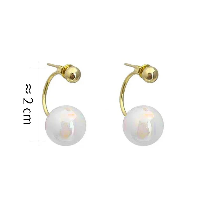 

Real 925 Sterling Silver 14K Gold Pearl Bead Stud Earrings for Women Trendy Geometric Fine Jewelry Detachable Accessories