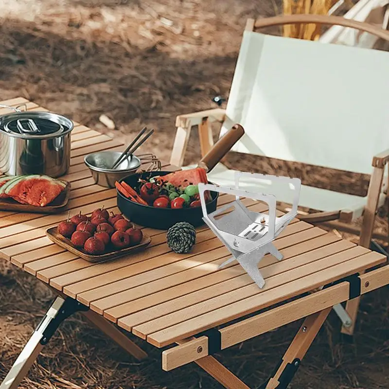 1pc Outdoors Camping Stove Portable Folding Wood Stove Campfire With Grill Mini Backpacking Stove For Camping Cooking Picnic BBQ