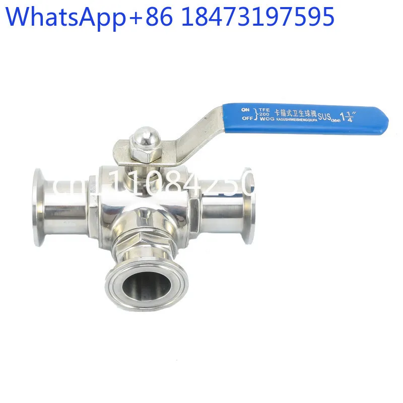 T-Mirror Sanitary Food Stainless Steel Quick Load Three-way Ball Valve Clamp Quick Open Manual Clamp Type Ball Valve Clamp