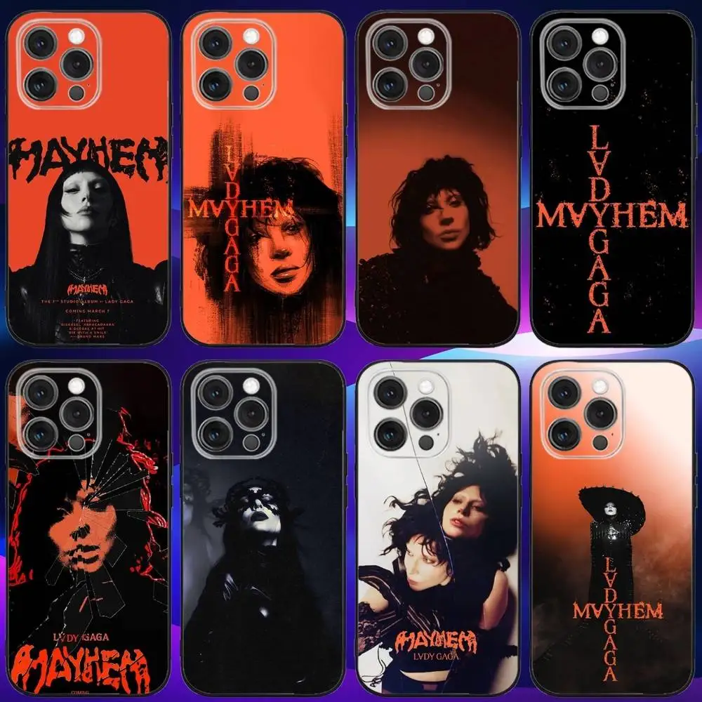 

L-LADY G-GAGA MAYHEM Phone Case For iPhone 16e,16,15,14,13,12,11,Pro,X,XS,Max,XR,Plus,Mini Soft Black Cover