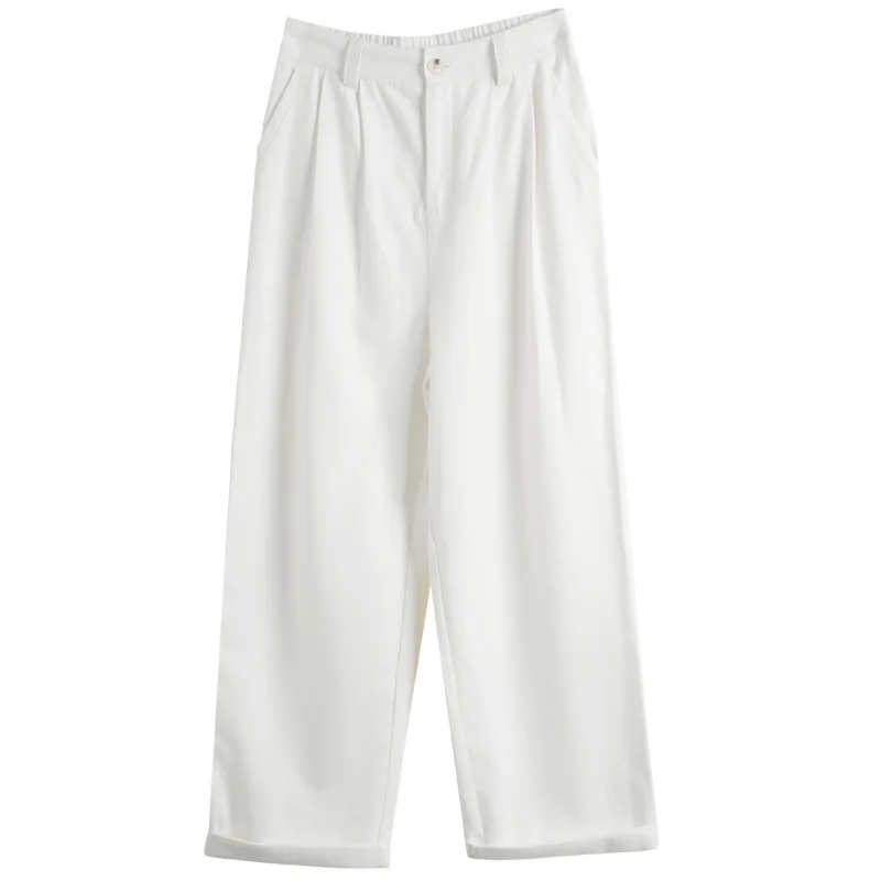 OLrain Dames Puur Katoen Witte Jeans Cropped Denim Broek 2025, Lente Zomer Casual Wijde Pijpen Negenpunts Damesbroek O24XK92313