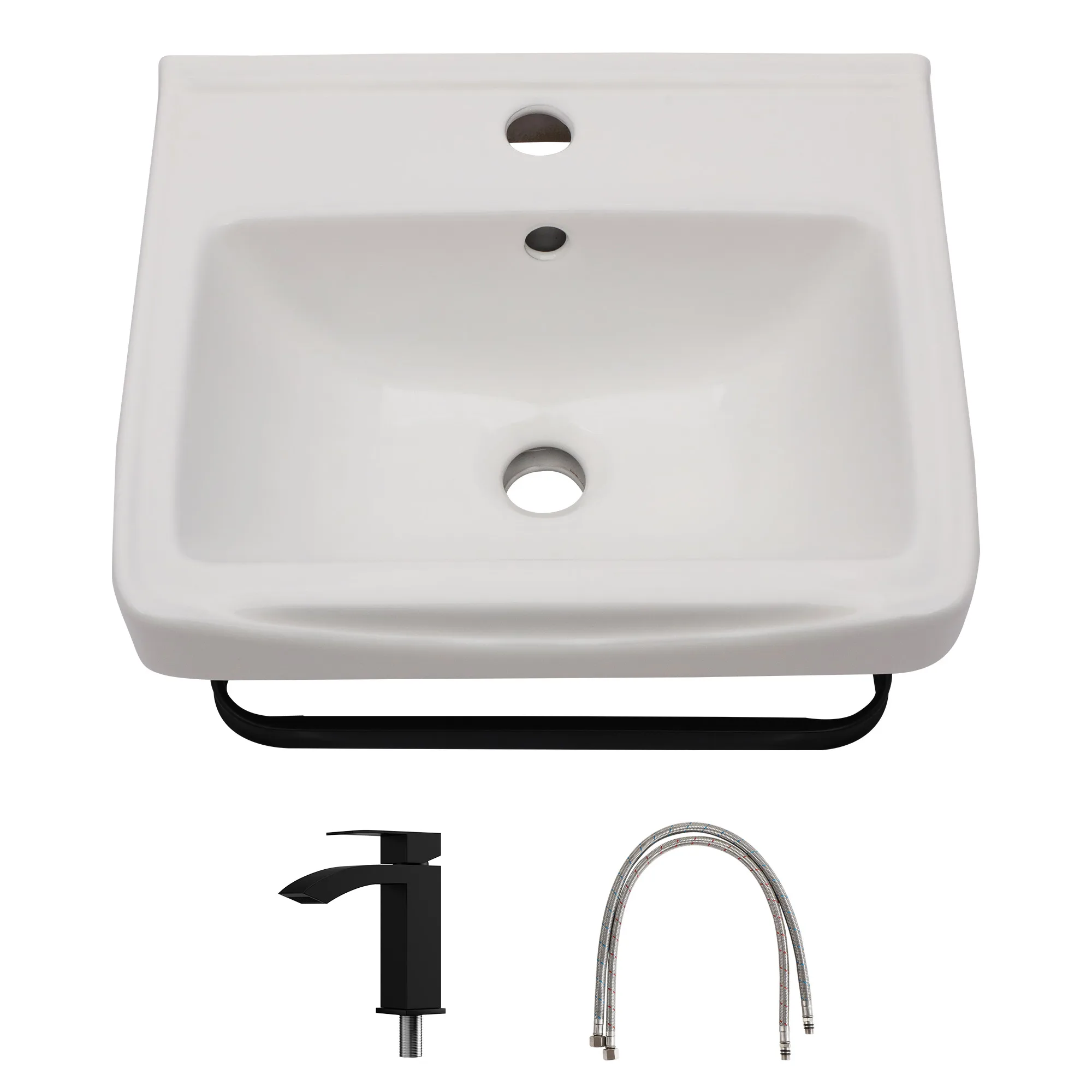 White ceramic vanity wall mounted art basin wall mounted wash basin bathroom sink with faucet and towel rack