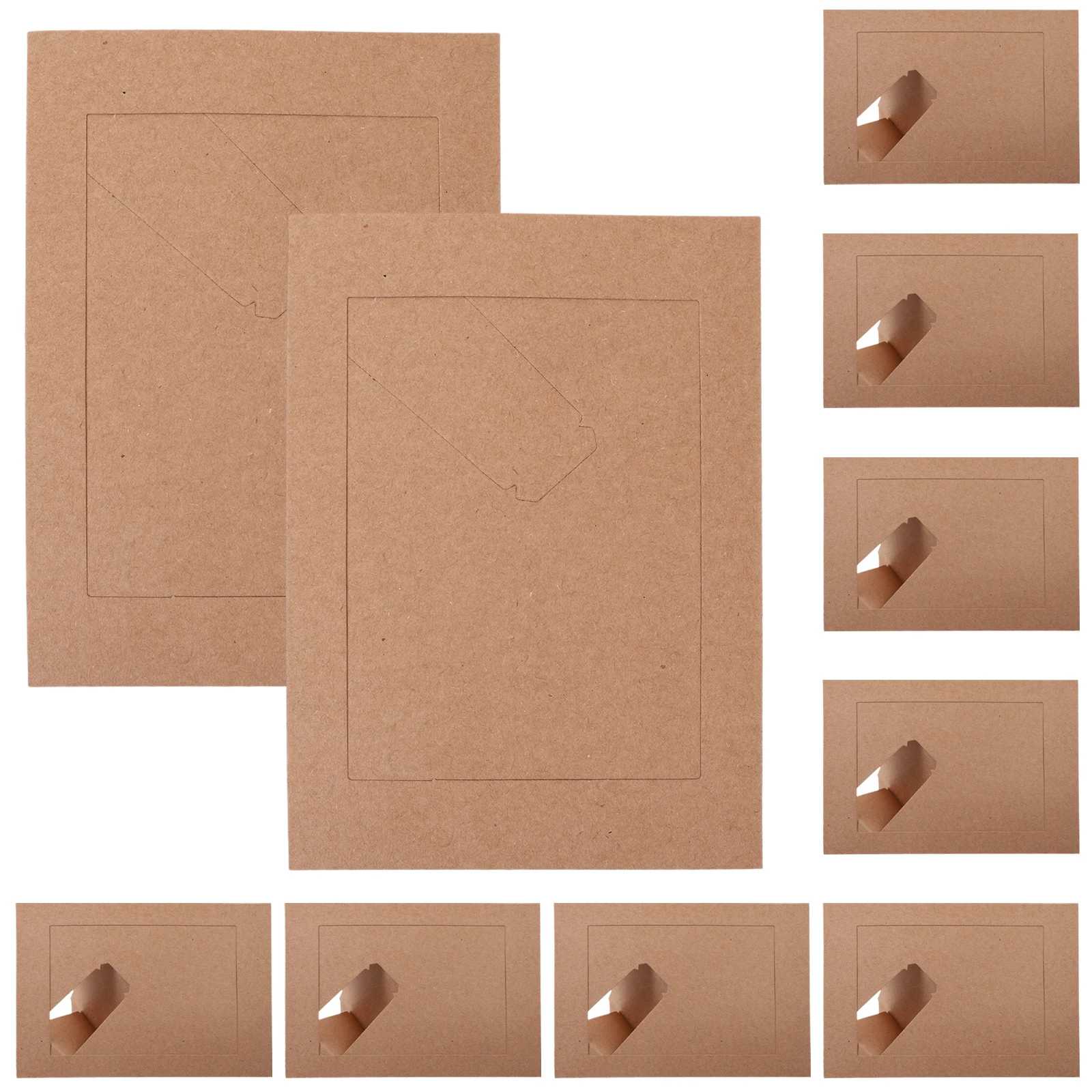

10 Pcs Kraft Paper Photo Frame 7 Inches Brown Decoration Table Top Display Picture Frames Set of 10 Elegant Bedroom