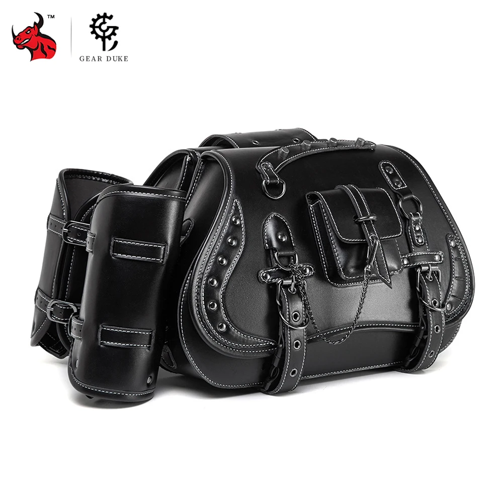 

Retro PU Leather Motorcycle Saddlebags Universal Splashproof Motorcycle Storage Luggage Bag Motorbike Side Tool Bag Storage Tool