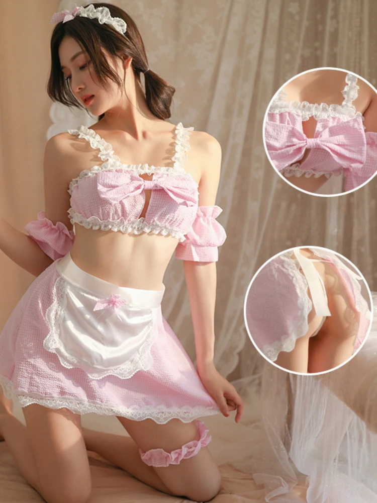 Sexy Lingerie Lolita Kawaii Mini Bikini Japanese Anime Cosplay Underwear Set Naughty Erotic Highcut Backless Women Costumes