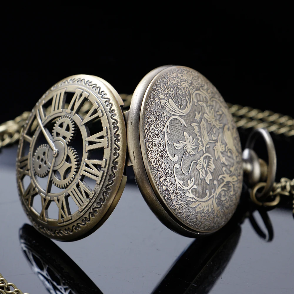 New Digital Gear Hollow Quartz Pocket Watch Best Holiday Gift High Quality Men's Necklace Pendant Women's Jewelry Gift