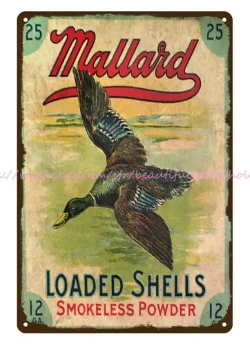 cool s Clinton Cartridge Co. Mallard Loaded Shells hunting ammo metal tin sign