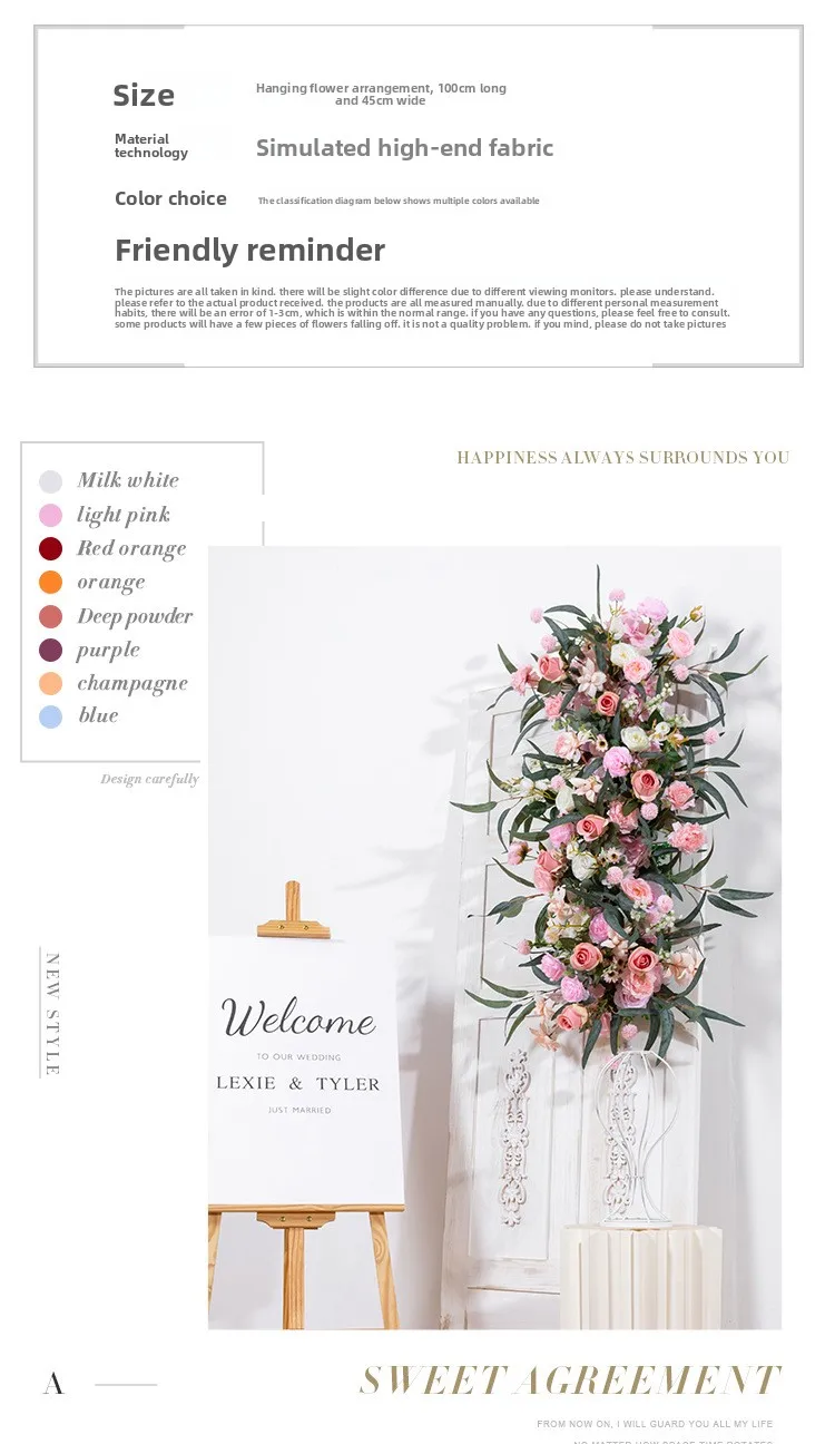 50-200CM Großhandel Künstliche Seidenblumenreihe für Hochzeits-Hintergrund, Bogen, Bühne, Hängende Blumenläufer, Kommerzielle Schaufenster-Dekoration – Detail 3