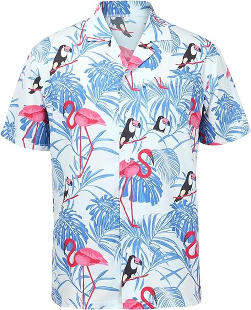 

Hawaiian Shirts for Men Short Sleeve Casual Button Down Shirt Summer Beach Aloha Shirt Holiday Party Tropical Print