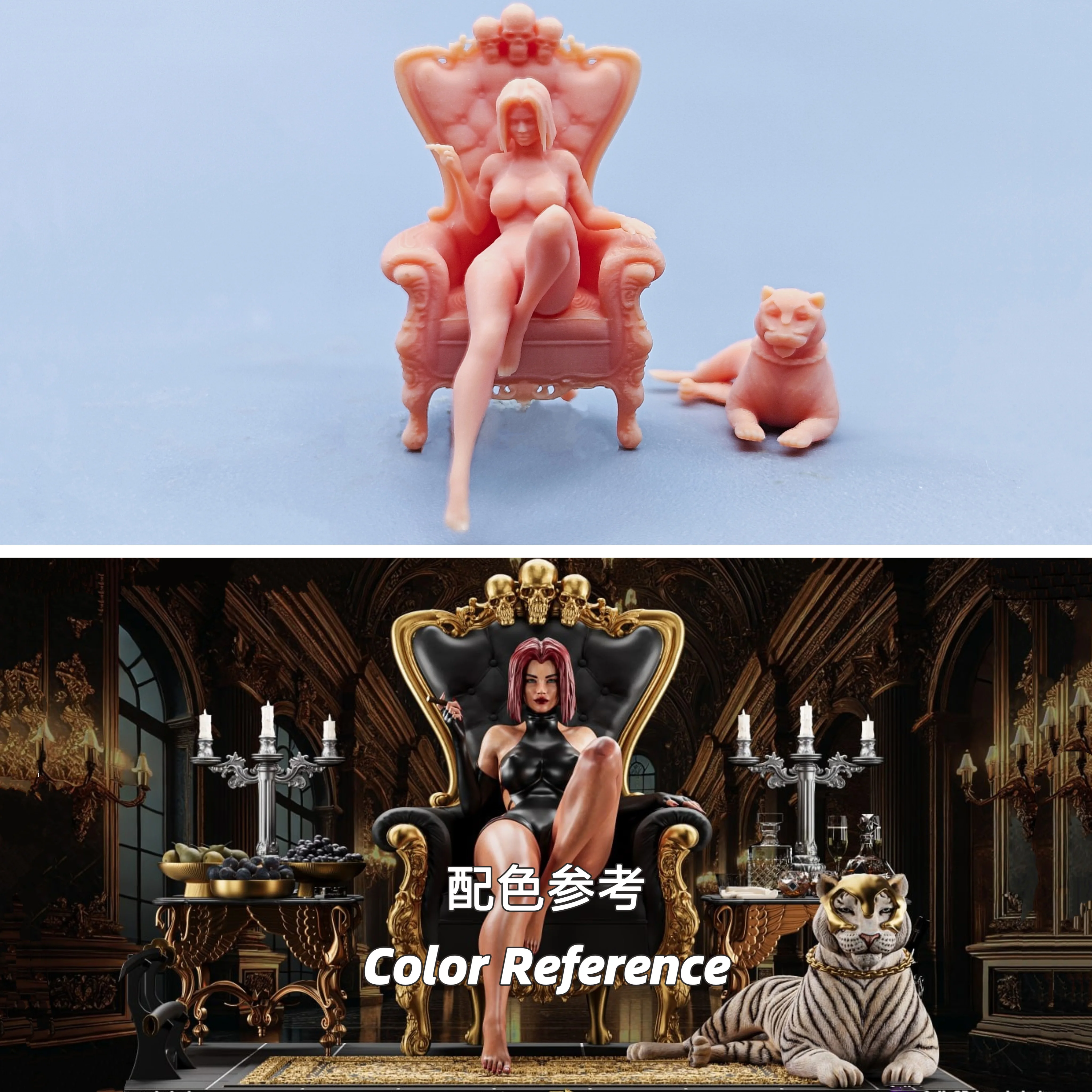 1/64 Figuren, Maßstabsmodell, Kunstharz, The Luxurious Queen Smokes, unbemalte Miniaturen, Diorama, handbemalt, D514