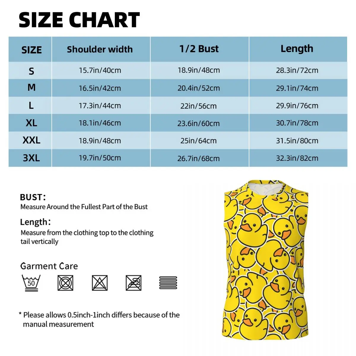 Yellow Classic Rubber Duck Men Printed Sleeveless T-shirt Casual Hip Hop Street Style Beach Holiday Tank Tops