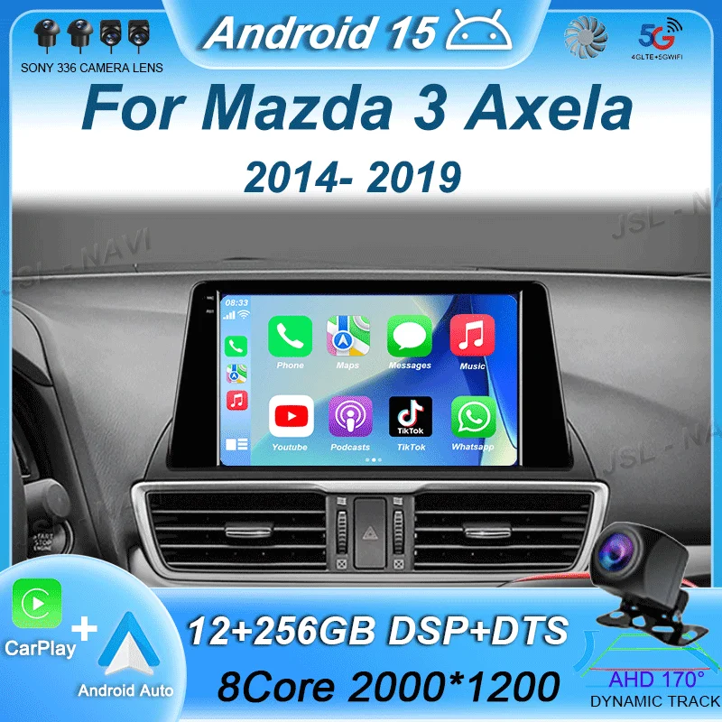 

Android 15 Car Radio WIFI+4G BT For Mazda 3 Axela 2014 - 2019 Multimedia Video Player GPS Navigation Stereo Audio Head Unit 2DIN