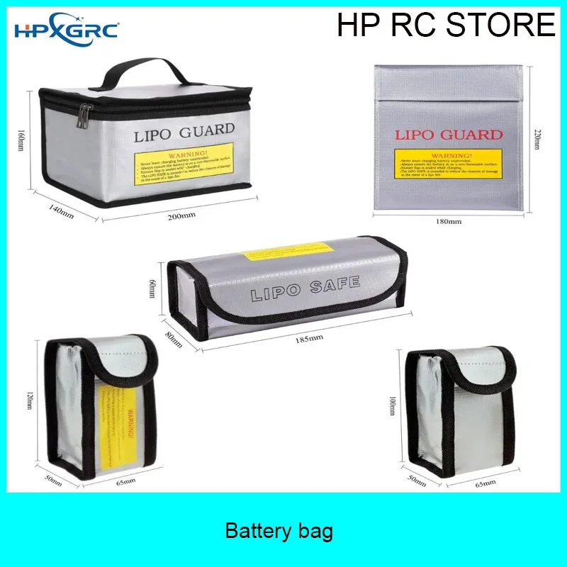RC LiPo Guard Bag Fireproof 2PCS 12x16cm Anti-Explosion Heat Resistant for Drone Car Quadcopter Battery Storage