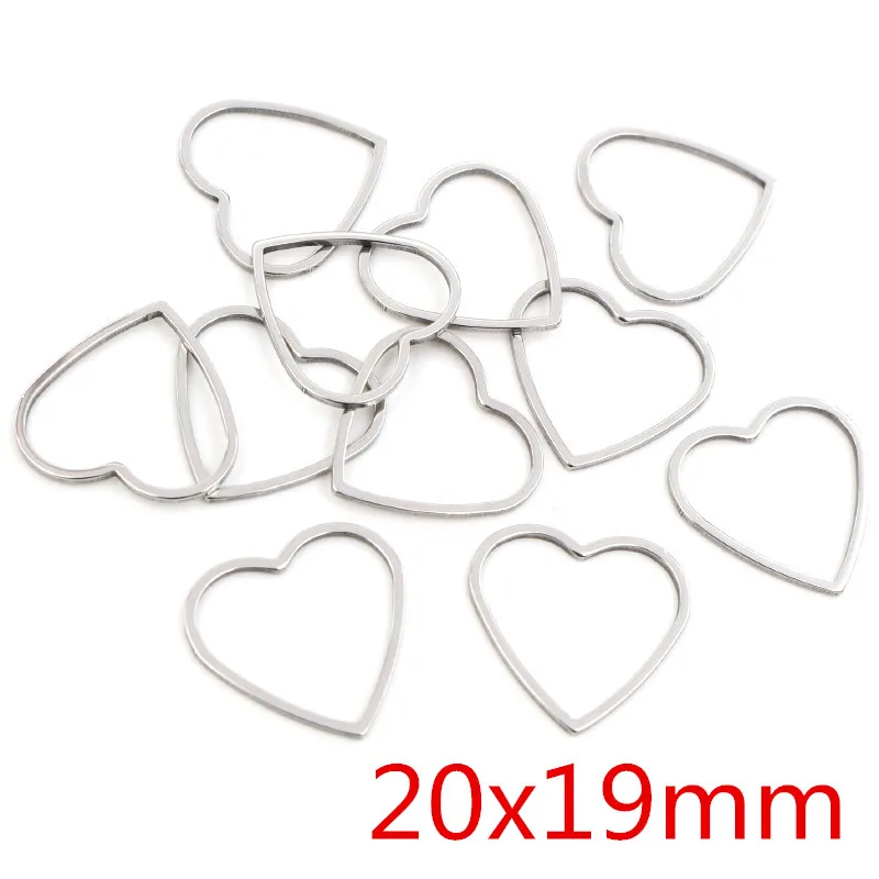 20pcs Heart Charm Gold Stainless Steel Pendant Open Bezels Hollow Pressed Resin Frame Mold Bezel DIY Jewelry Making