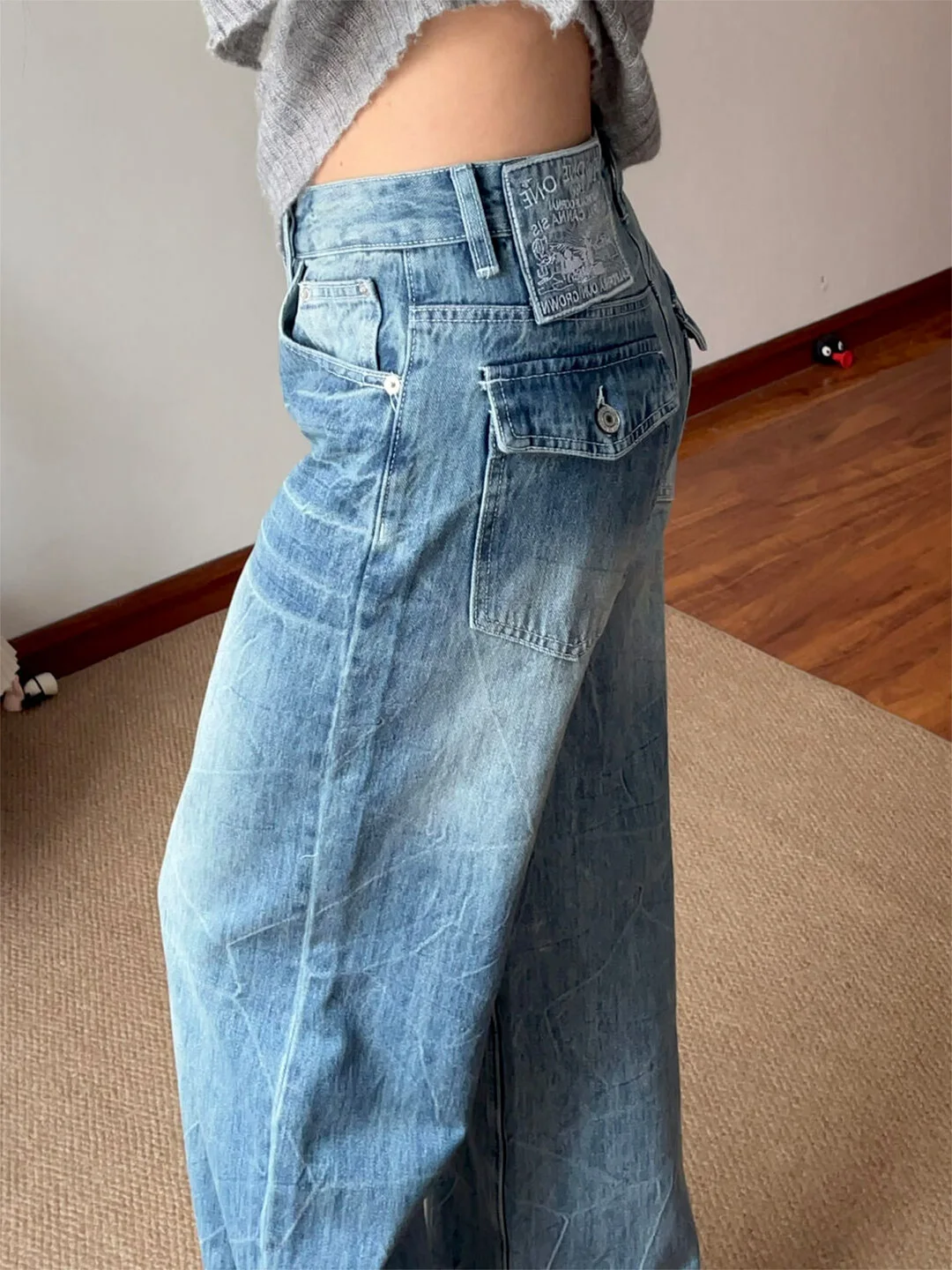 

Slimming Effect Washed Vintage High Waist Wide Leg Jeans Women's Summer 2026 Casual Straight Cut Denim Pants American Style