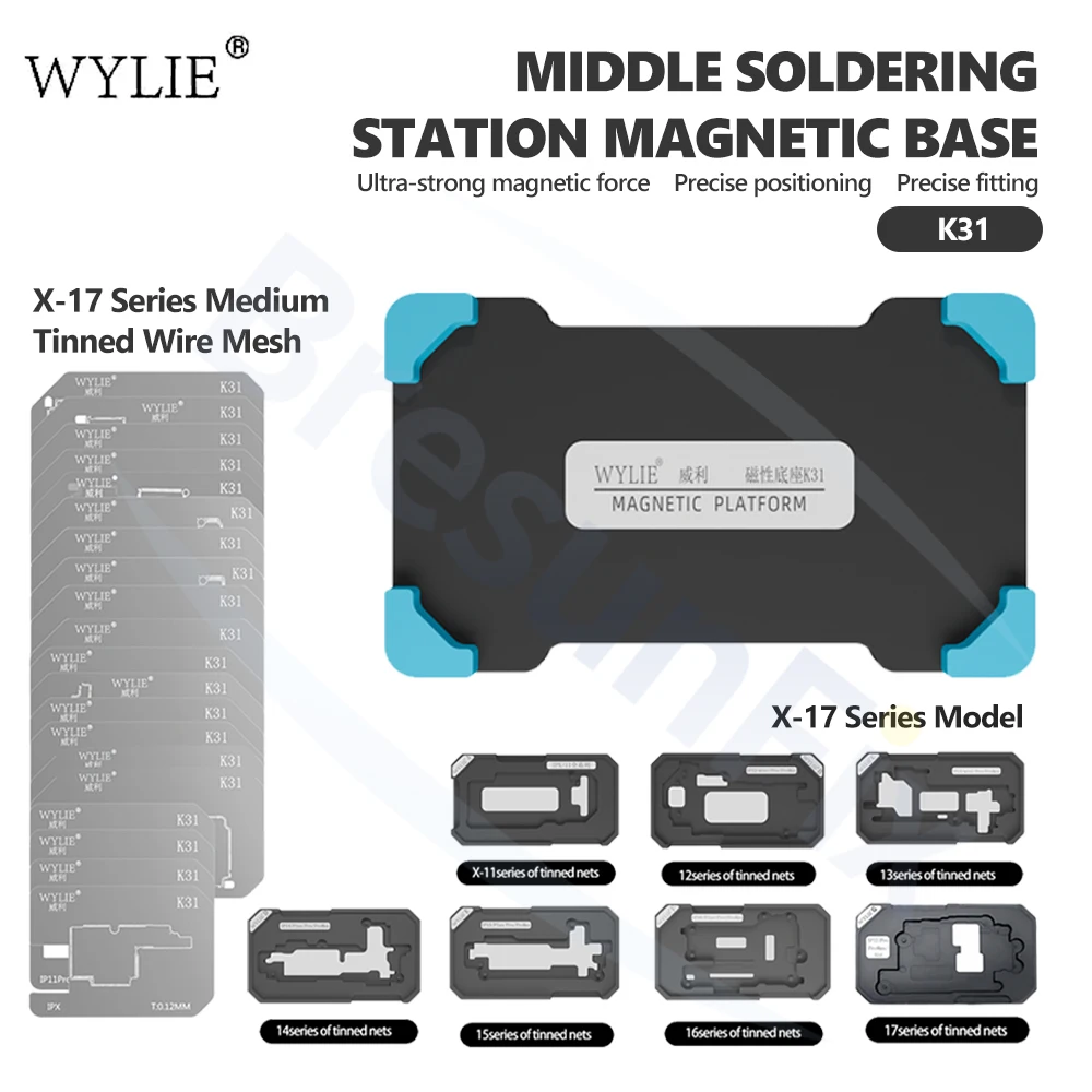 

WYLIE WL-K31 Middle Soldering Station Kit X-17 Series Module Solder Placement Mesh for IPhone X-17 Series Repair Soldering Tool