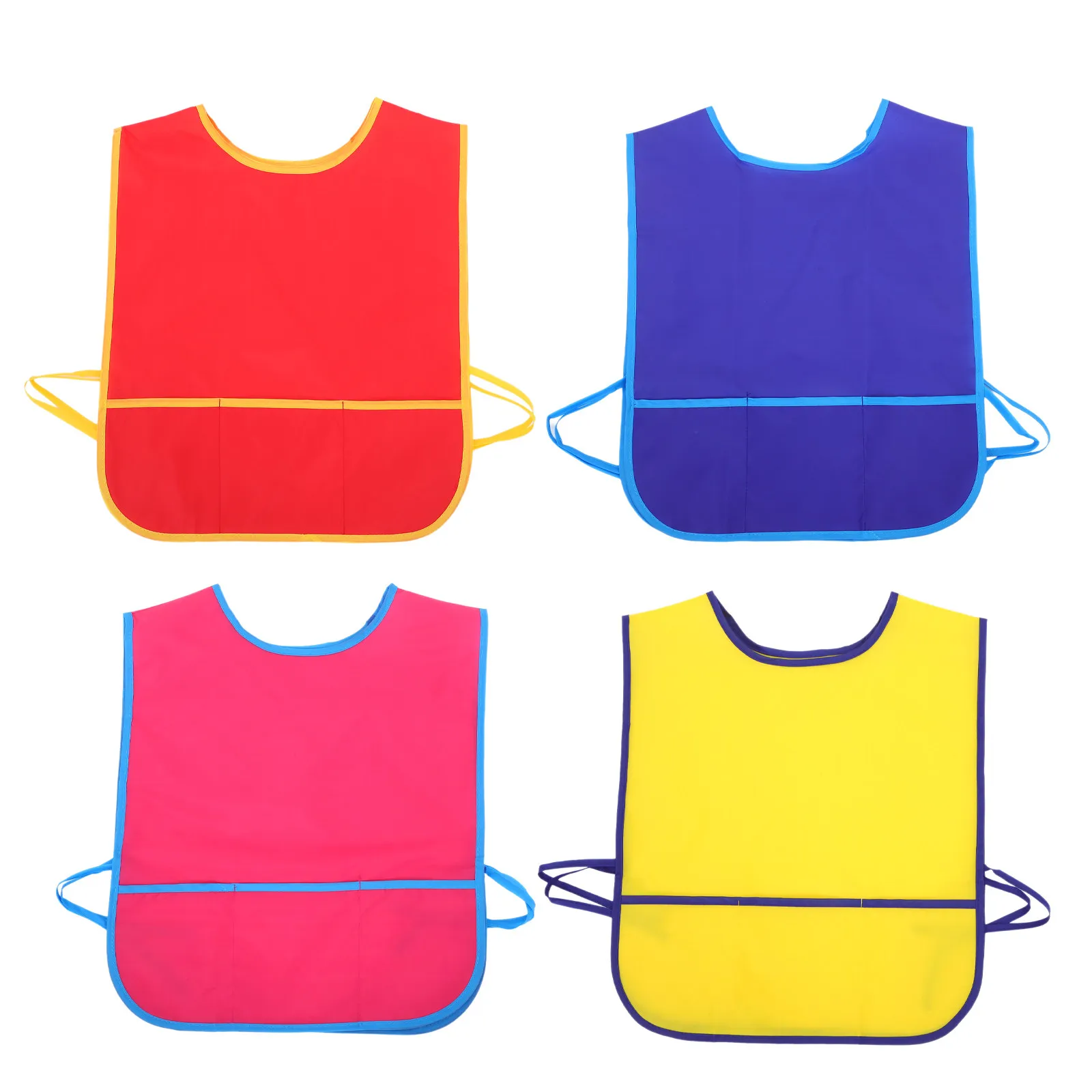 Kids Painting Apron Set 4pcs – Waterproof Nylon Art Smock for Ages 3-12, Adjustable & Quick-Drying