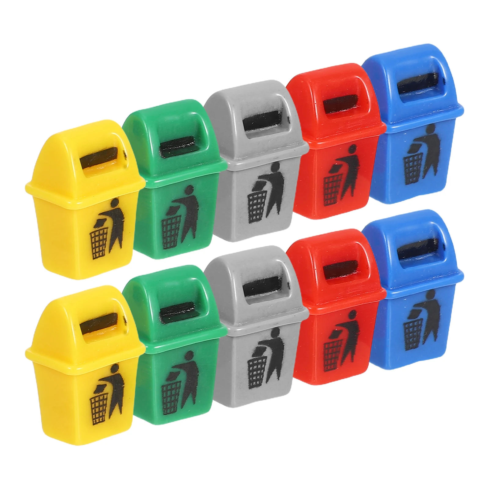 

10 Pcs House Trash Can Dollhouse Creative Bin Model Recycle Garbage Truck Cans Resin Sorting Bucket Recycling