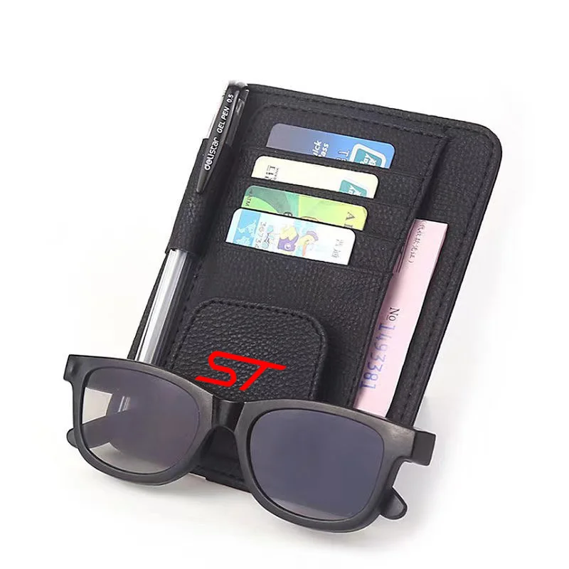 Car Sun Visor Organizer Multi-Pocket Card Glasses Storage Holder for ST Logo Ford FOCUS Mondeo Fiesta Kuga MK2 MK3 car organizer