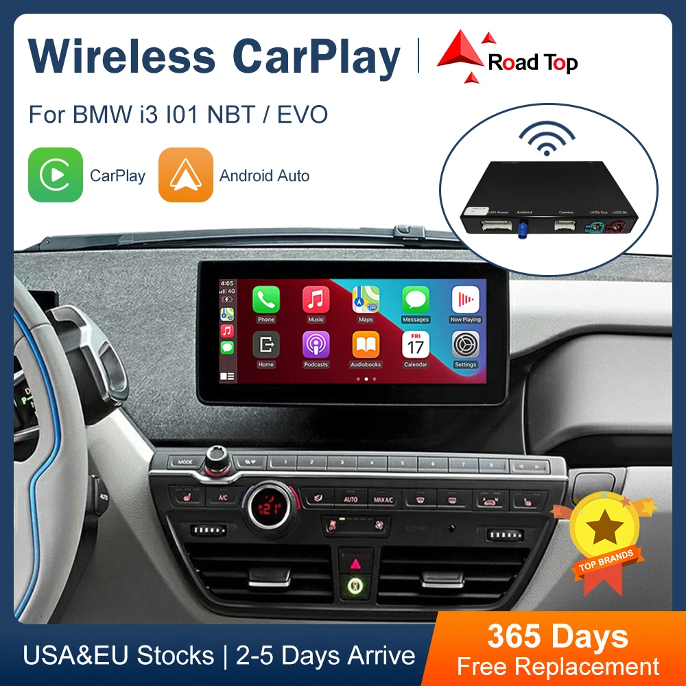 Wireless CarPlay Android Auto Interface for BMW i3 I01 NBT EVO System 2012-2020 with Mirror Link AirPlay Car Play Functions