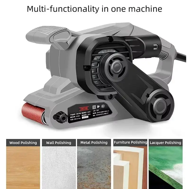 Szlifierka taśmowa HBS78B, szlifierka przenośna, szlifierka płaska z zbiornikiem, mała polerka, szlifierka do drewna, szlifierka domowa na papier ścierny.