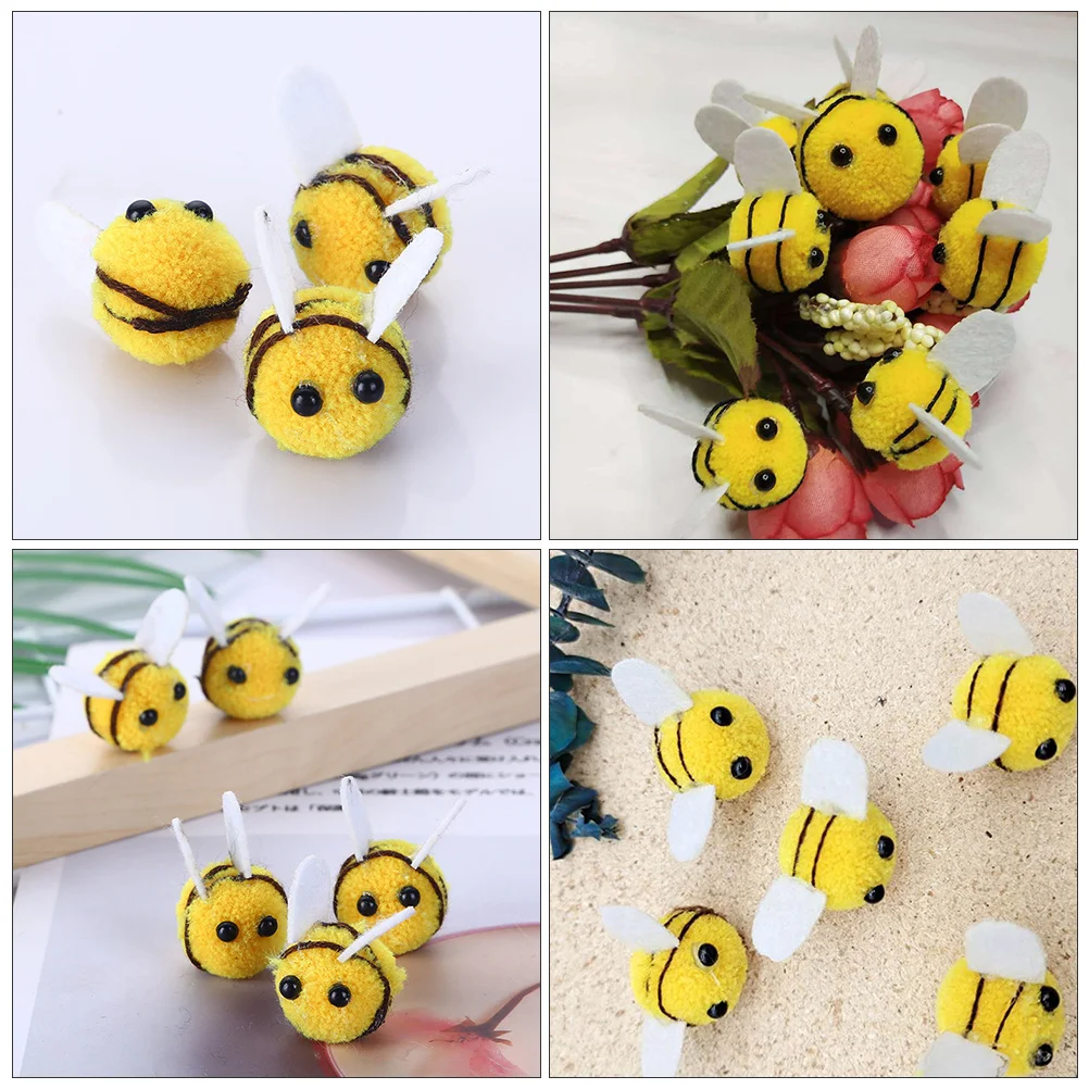 

50Pcs Lovely Bee Decoration Handmade Clothing Accessories for Hats Sewing DIY Craft Supplies Yellow Handmade Bee Decoration