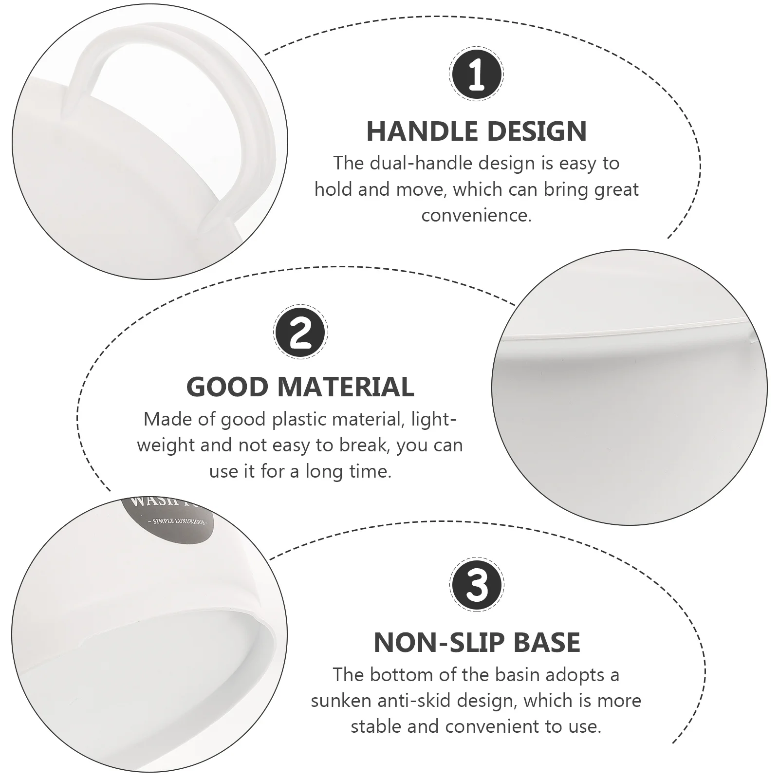 Binaurales Haushaltswaschbecken aus Kunststoff, weiß, sicher, langlebig, umweltfreundlich, rutschfestes Design, einfaches Ausgießen, Gesichtswaschen