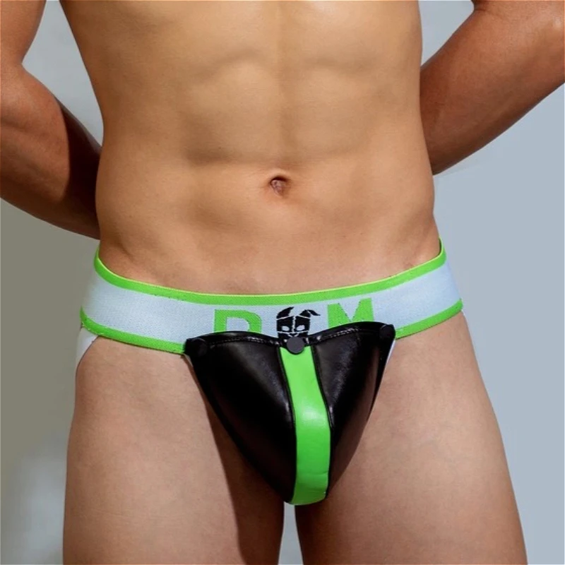 Removeable Thongs Mens Jockstrap Sexy Underwear PU Soft Man Bugle Pouch G-Strings Cuecas Masculinas Male Erotic Sissy Lingerie