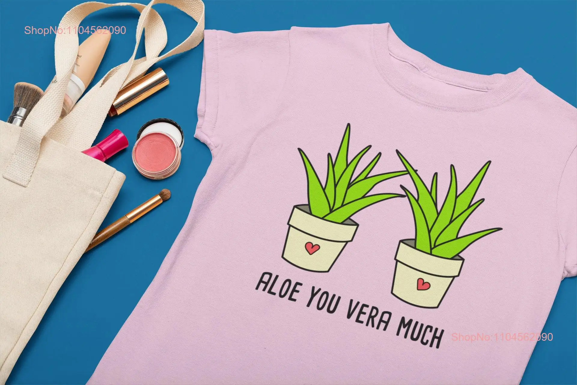 Aloe You Vera-Camiseta española muy bonita, Camiseta Espanol Play on Words, dibujos animados en Funny Puns, mangas largas o cortas