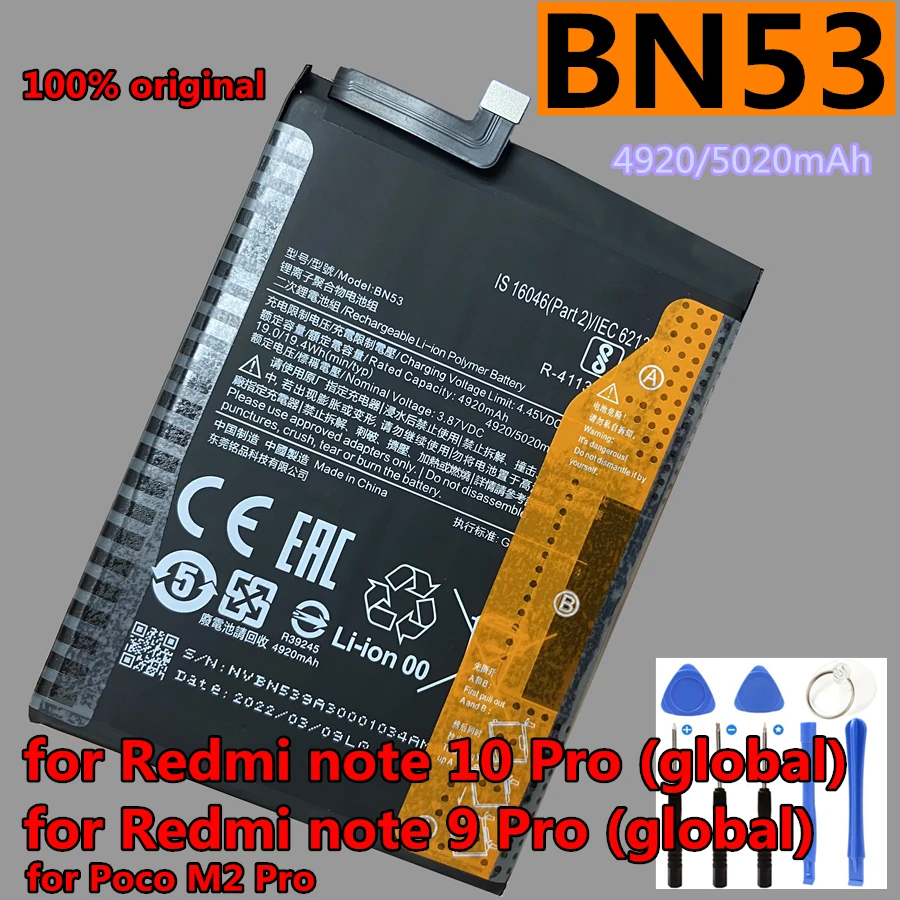 Original BN53 BN62 BN63 BN5A BN5D Battery for Xiaomi Redmi Note 11 11s 9T 9 10T 10 Pro 10 Prime Global Poco M2 M3 M4 Pro 4G 5G