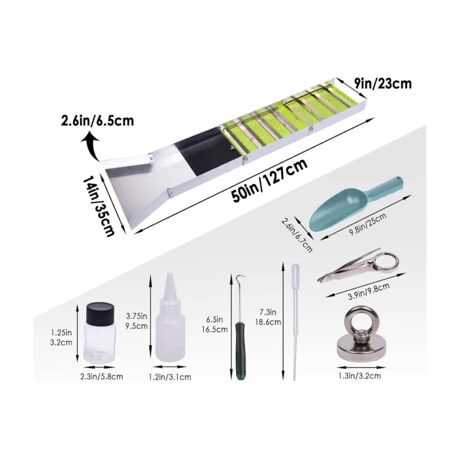 Image 6: Kit complet de prospection aurifère, boîte à étrier légère pour la prospection de l'or, kit de lavage d'or, boîte à étrier pliable en aluminium pour mineurs, débutants