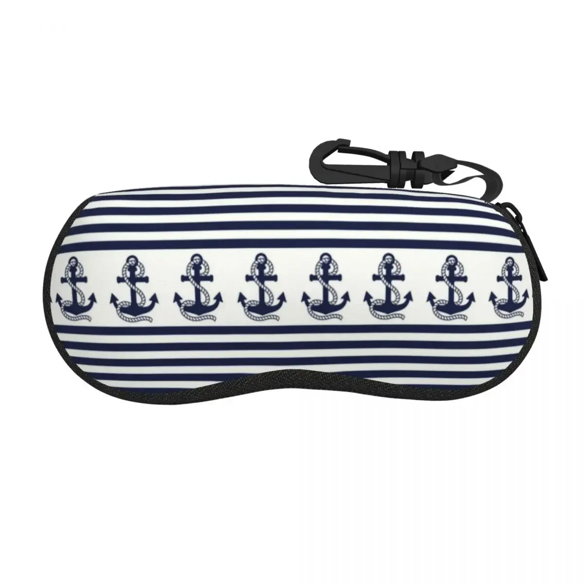 

Custom Nautical Stripes With Navy Blue Anchor Glasses Case Portable Sailing Sailor Shell Eyeglasses Case Sunglasses Box