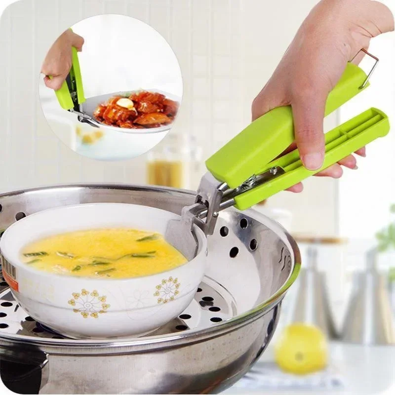 

BowlSpoon Utensil Holder Dish Clamp Pot Pan Gripper Clip HotDishs Plate Bowl Clips Tongs Silicone Handle Kitchen Tool Organizer