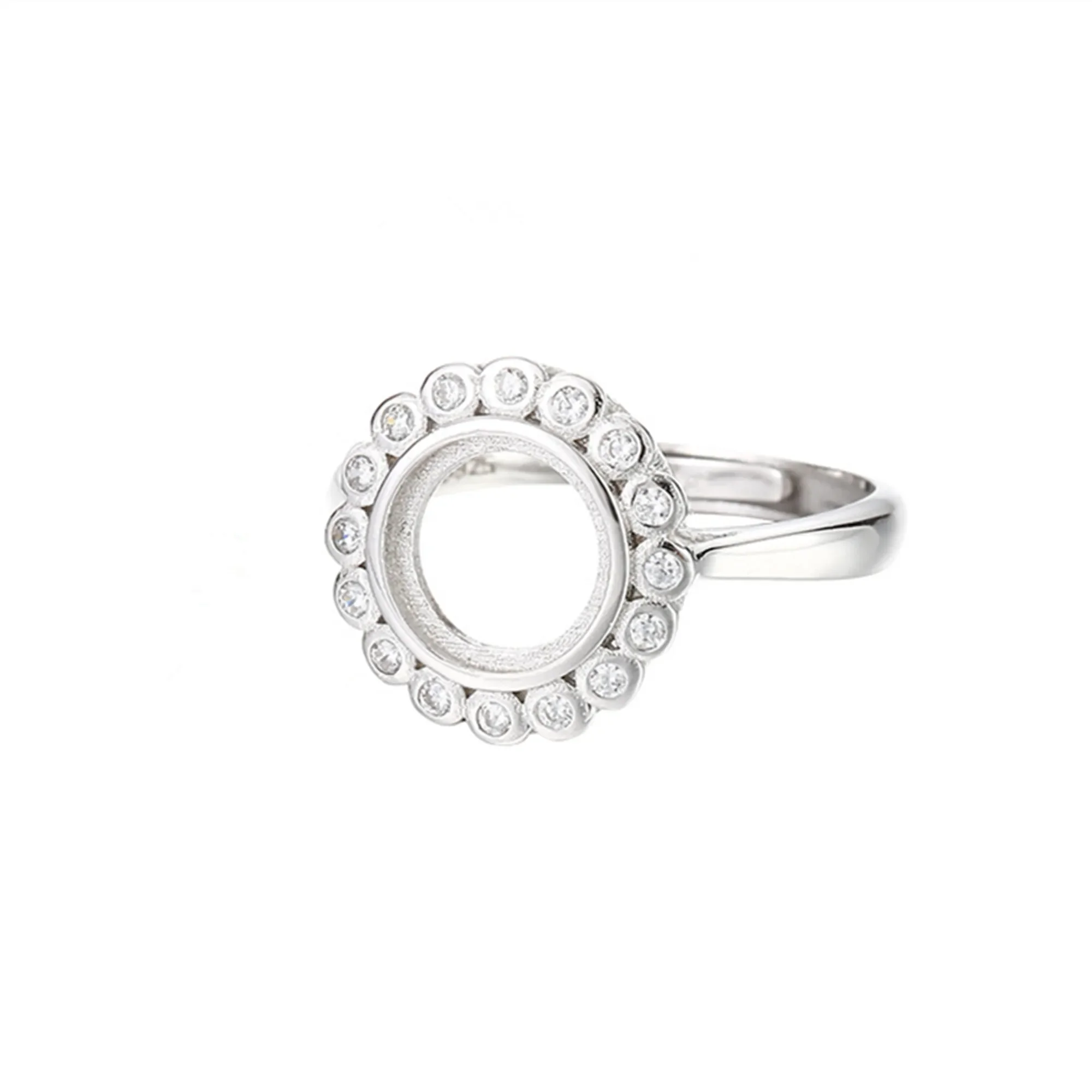 

Ring Blank for 6mm/8mm/9mm/10mm Round Cabochons Gold Plated 925 Silver Zircon Adjustable Ring Base