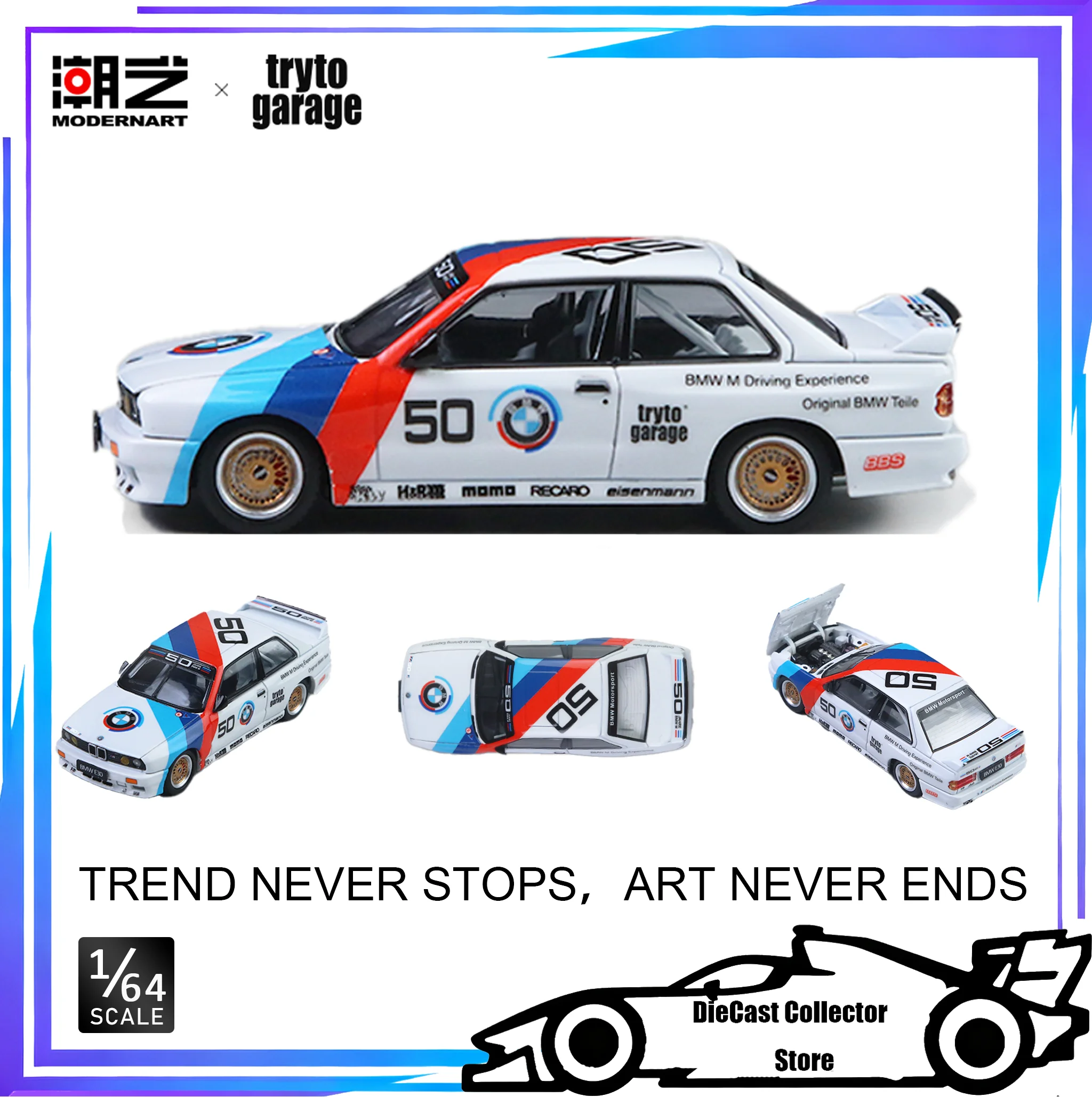 

MODERNART Tryto Tarage 1:64 Jointly-Designed BMW E30 M3 DTM Regular Alloy Car Model Children Gift