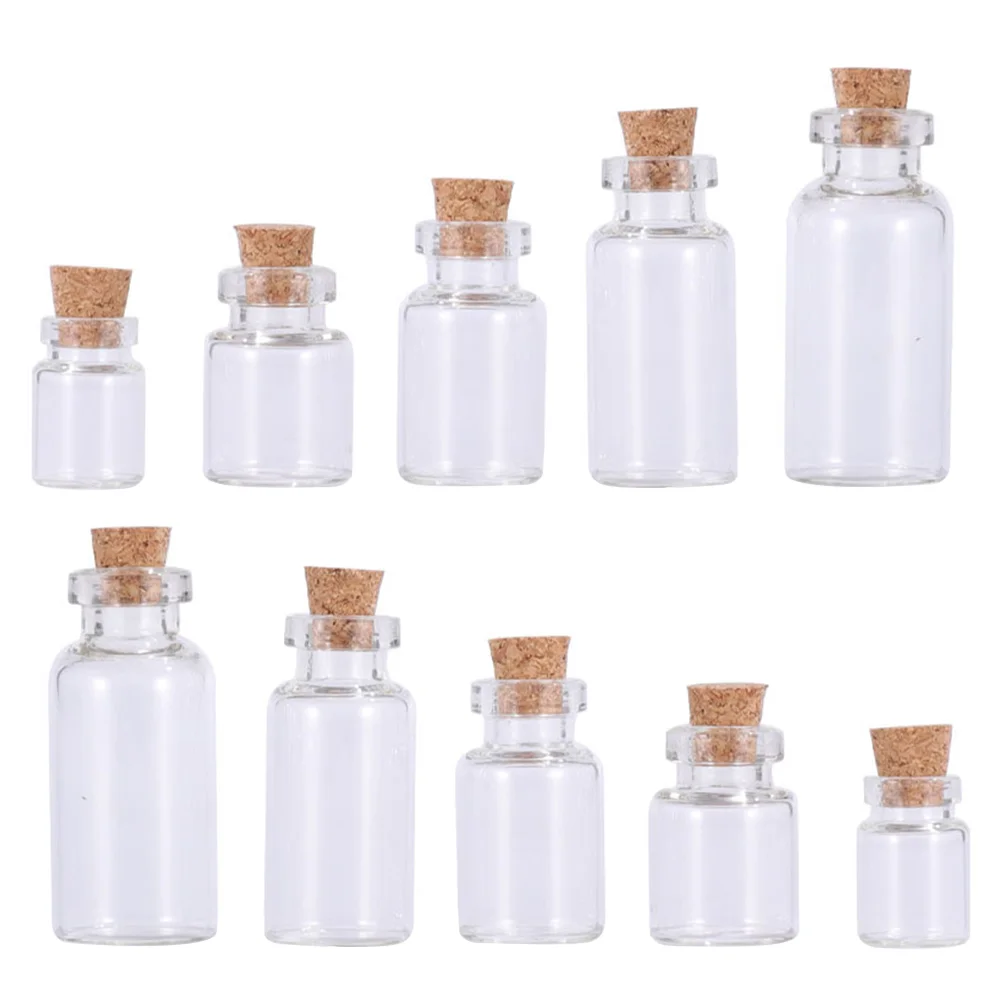 25 Pcs Wishing Bottle Drifting Bottles Gift Craft Small Mini Common Glass Wood Stoppers