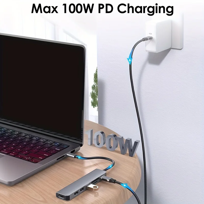 USB C to USB Hub Multiport Splitter 7A+1C 5Gbps Fast Data Transfer USB 3.0 Extension Dock for Notebook External Hard Drive