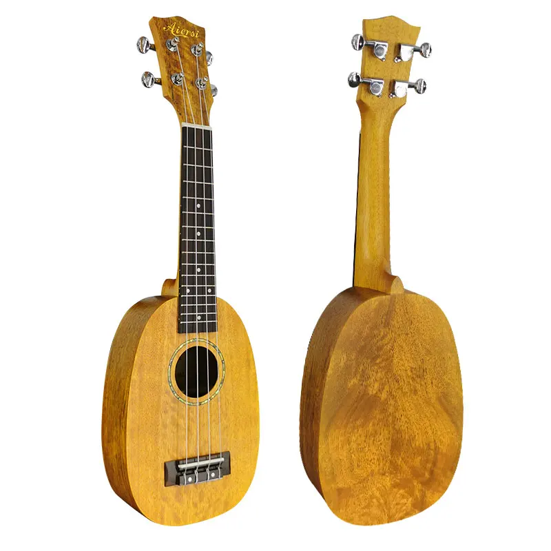 Aiersi-Mango Wood Pineapple Ukulele, Soprano 4 String, Nylon Music Instrument for Professional and Beginner, 21 inch