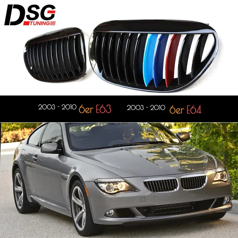 E63 Grill ABS Plastic Hood Grille for BMW 6 Series E63 E64 2005 - 2010 Auto Front Bumper Kidney Racing Grill Replacment 2PCS