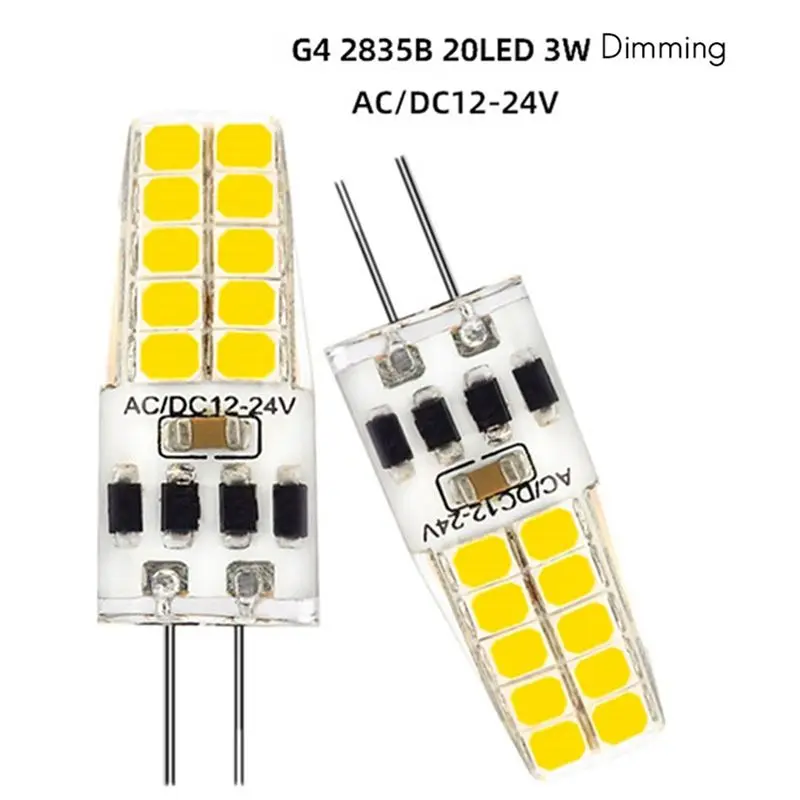 DT17 40PCS G4 LED Bulb 3W AC/DC12-24V 20LED 2835SMD 360° Cool White 6000K Replace 30W Halogen for Under Counter Light