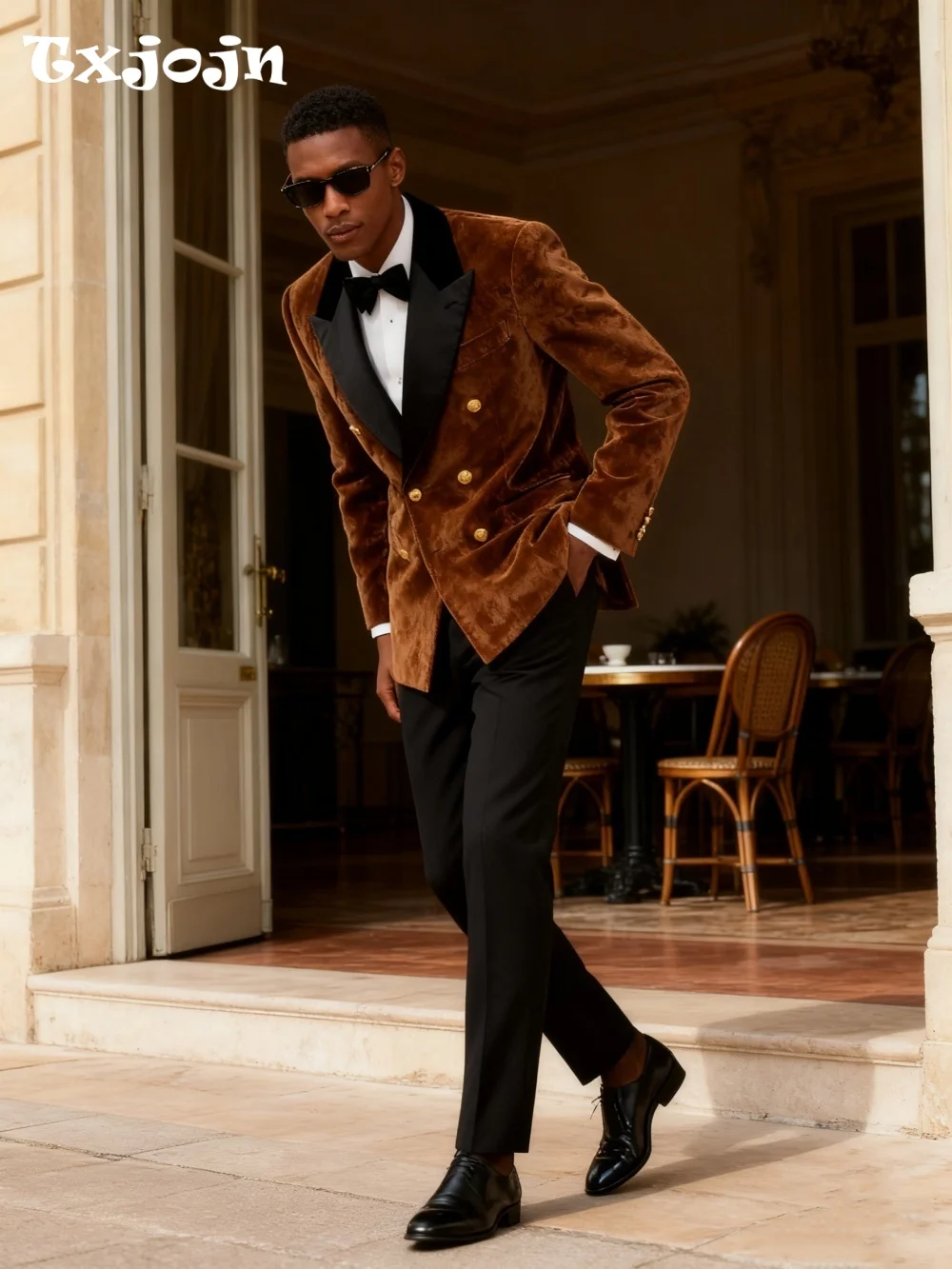 Formal Velvet Men's Suit Set For Wedding Graduation Business 2026 2PCS Classic Brown Suit Customized Trajes Para Hombre