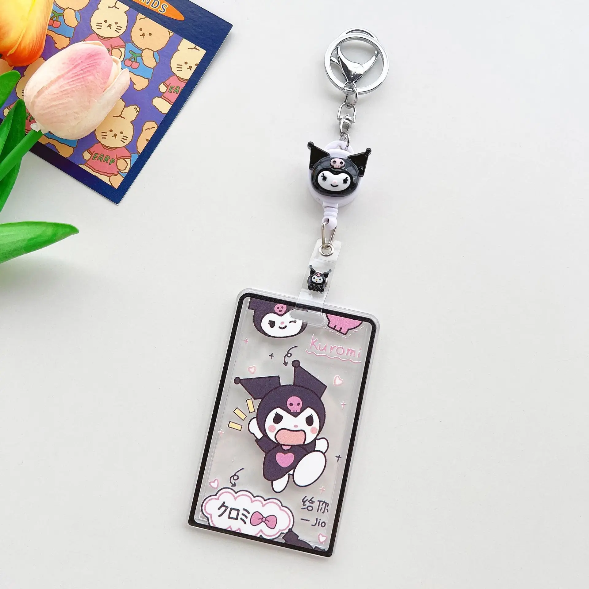 Sanurgente Kuromi Melody Cartoon Card Cover, Sac de rangement pour cartes de bus rétractable, Transparent, Kawaii, Étudiant, Bol, Cadeau