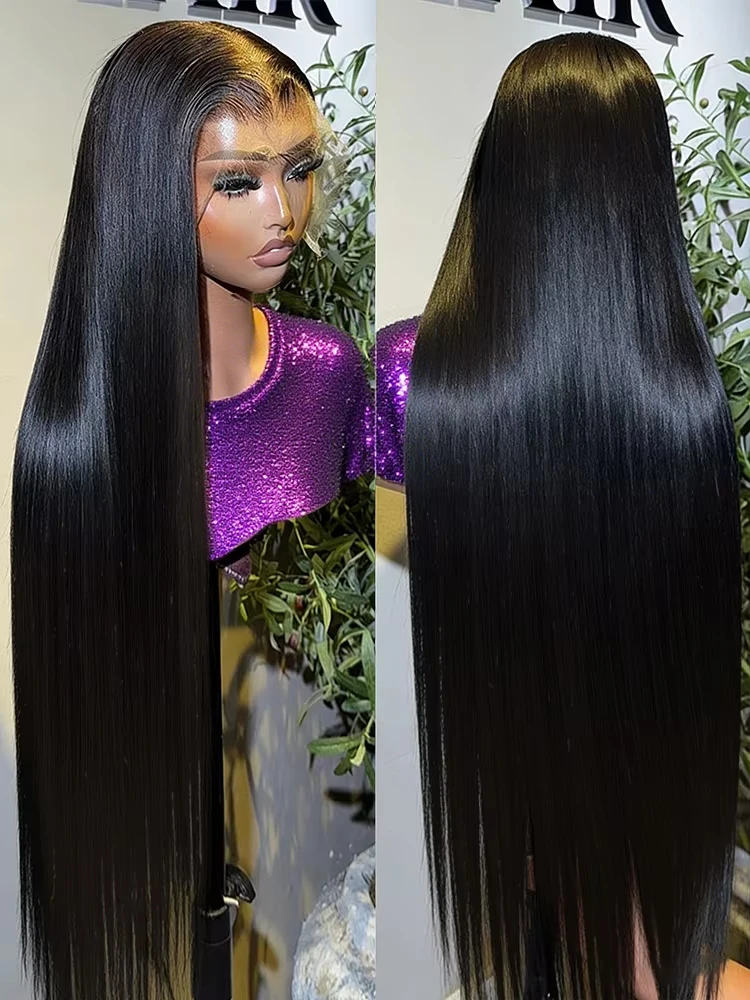 

40 46 Inch HD 13x6 Transparent Straight Lace Front Human Hair Wigs Brazilian 300 High Density 13x4 Lace Frontal Wigs For Women