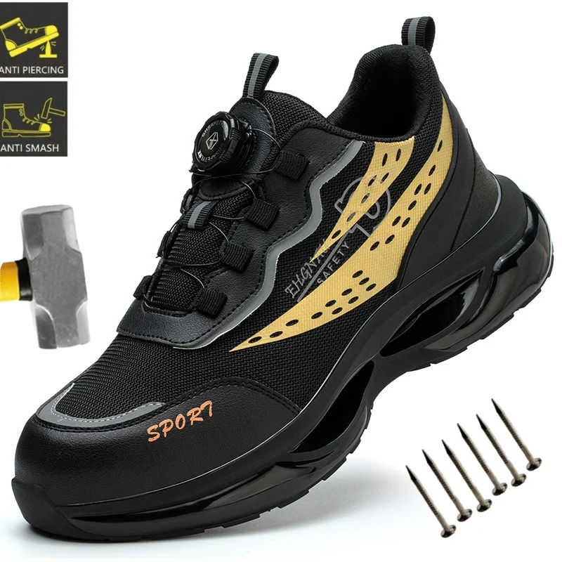 

Outdoor Men Work Boots Safety Shoes Anti-puncture Safety Boot Work Steel Toe Shoes Indestructible Combat Protective Sneakers